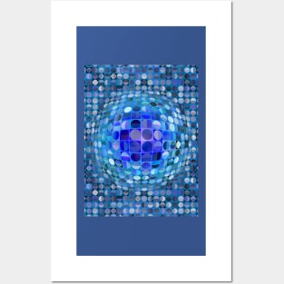 Optical Illusion Sphere - Blue Posters and Art